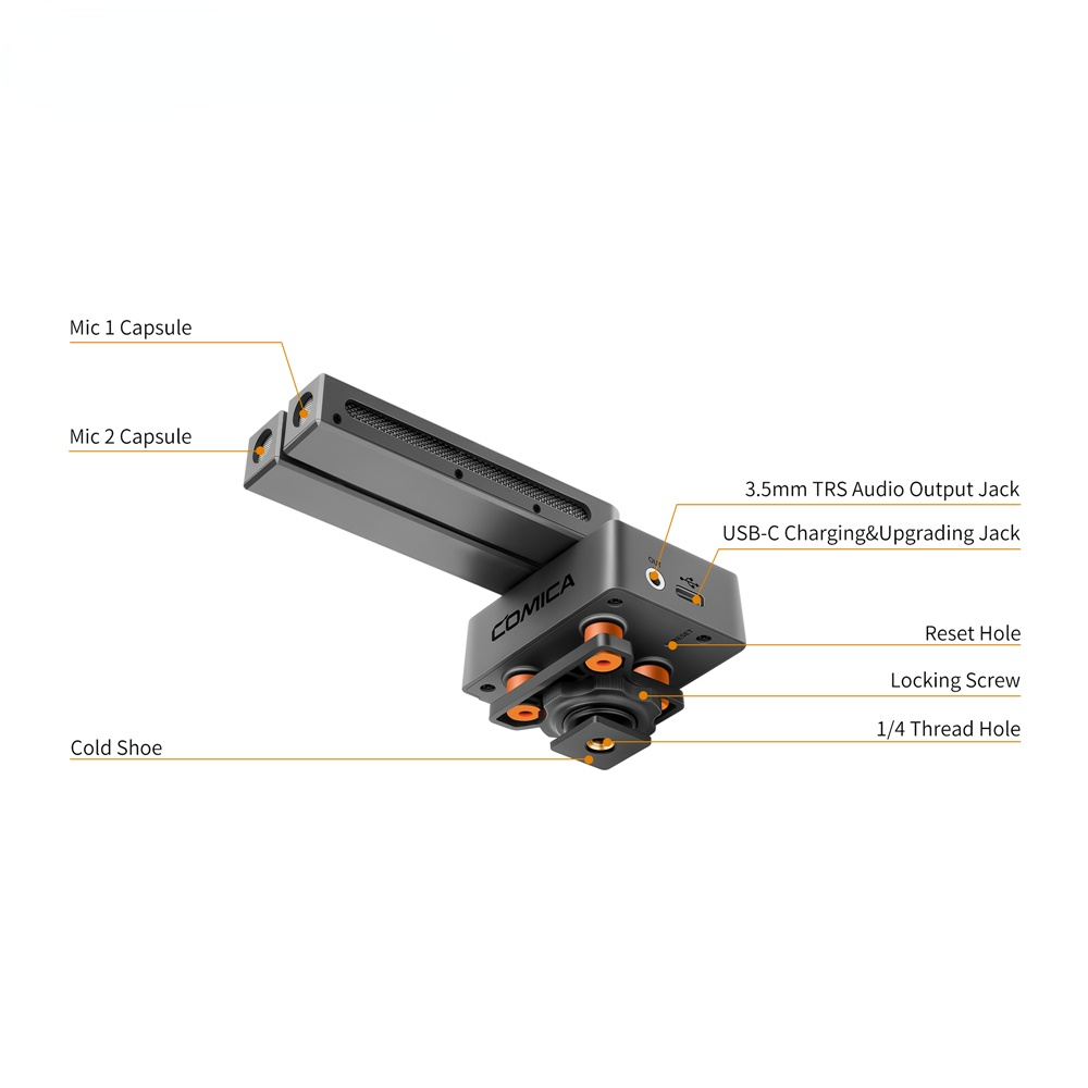 Traxshot Super Cardioid Transformable All-in-One Mono/Stereo Shotgun Microphone for Camera/Smartphone