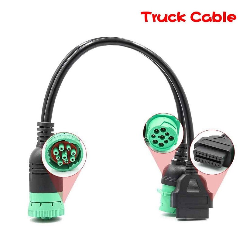 Truck OBD1 to OBD2 Cable Adapter Converter Cable for J1939 9Pin Male Car Diagnostic Tool to OBD2 16Pin Male