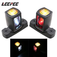 1 Pair 10-30v Truck Side Lamp 3 Faces Red Amber White Color Lighting 4 LED Marker Side Light For Trailer Truck Van Lorry