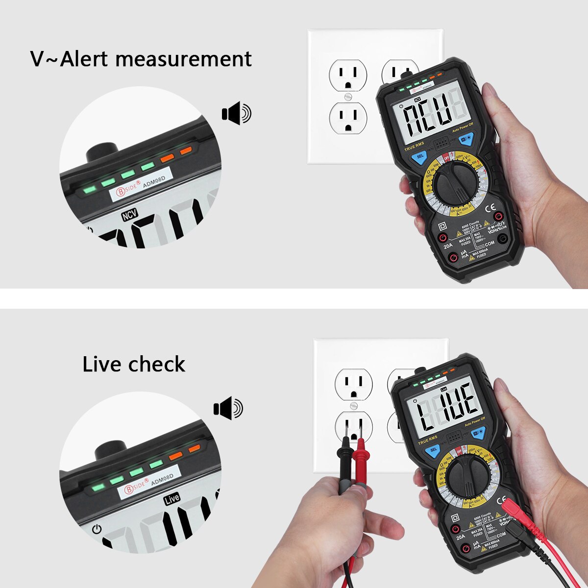 True RMS Digital Multimeter ADM08A/D profession DC AC Auto Range/Manual Ammeter Voltmeter Capacitor Ohm Hz DIY NCV Tester ESR Meter