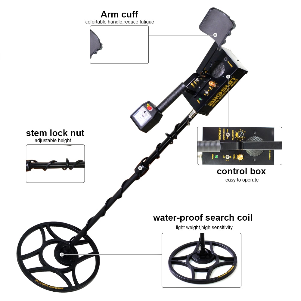 TS130 Metal Detector Underground with Waterproof Search Coil Iron Box Gold Metal Detector Treasure Hunter