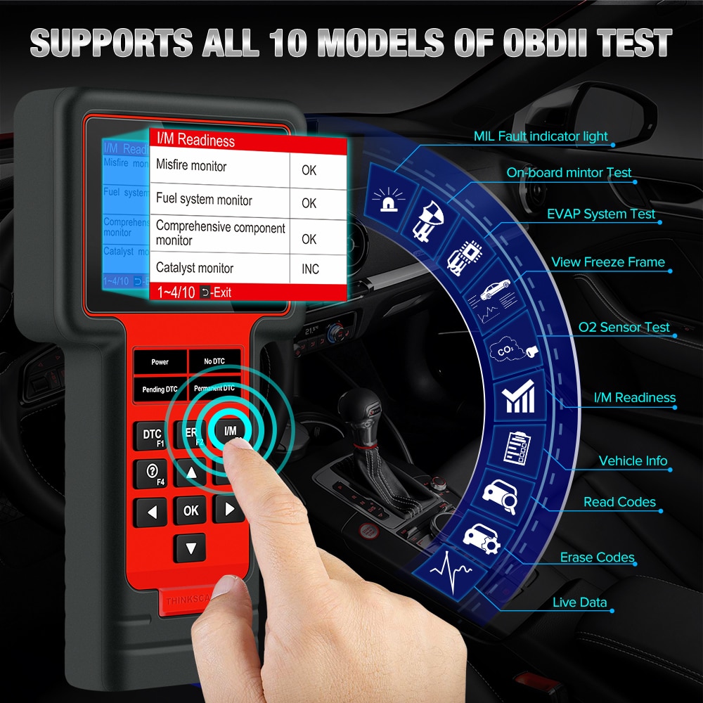 Thinkcar 609 OBD2 Scanner ECM TCM ABS SRS System Diagnostic tool with Oil Brake TPMS SAS ETS Injec BMS DPF Reset free update