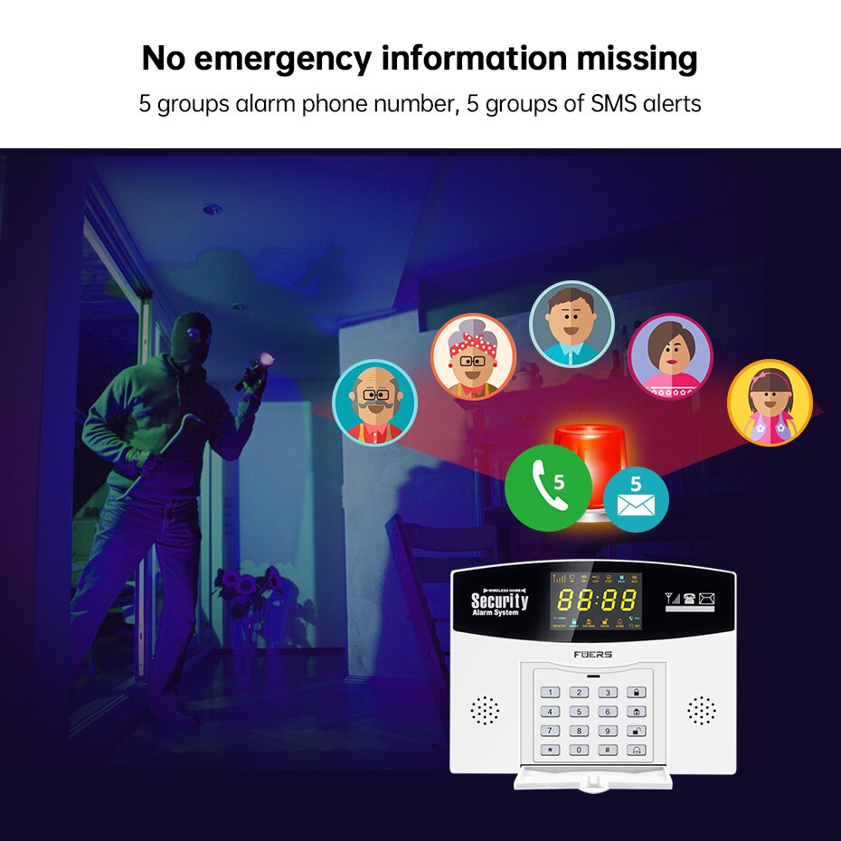 Tuya Smart Alarm System WIFI Burglar Alarm Smart Home GSM Alarm System with Color LCD Display Home Security Motion Sensor