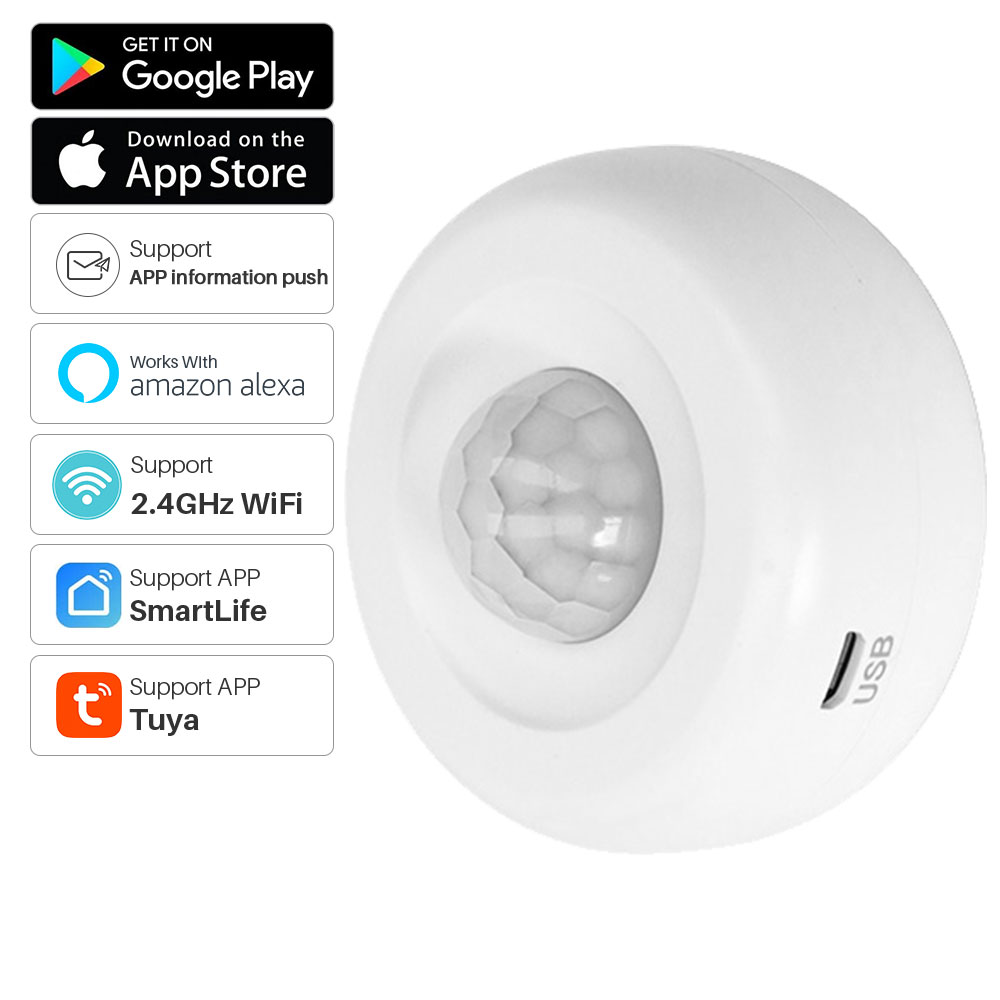 Tuya Smart WiFi PIR Motion Detector Sensor Alarm Infrared Movement Human Body Sensor Smart Life APP Works With Alexa