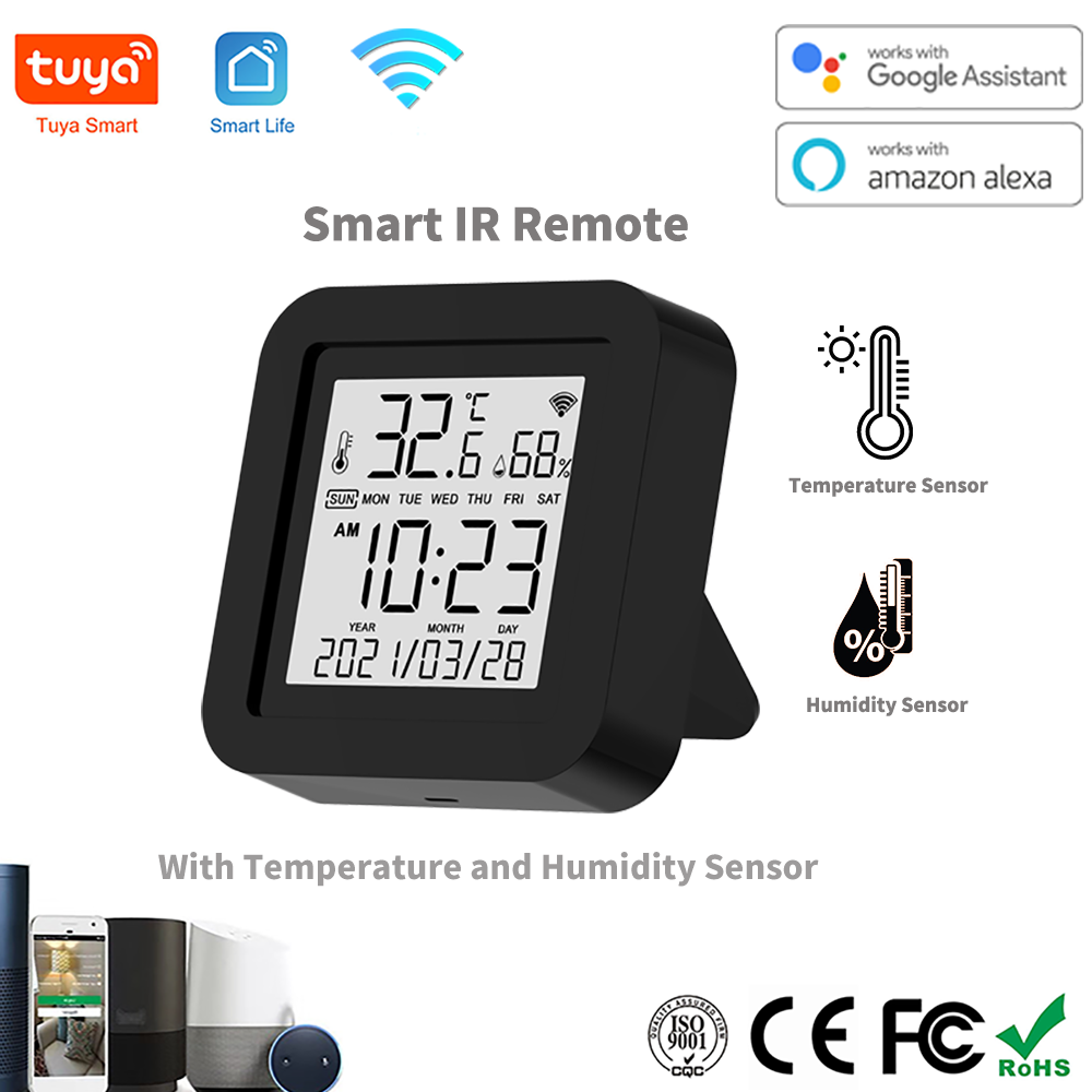 S09 Tuya WiFi Smart IR Remote with Temperature Humidity Sensor Date Display for Air Conditioner TV AC Works with Alexa,Google Home