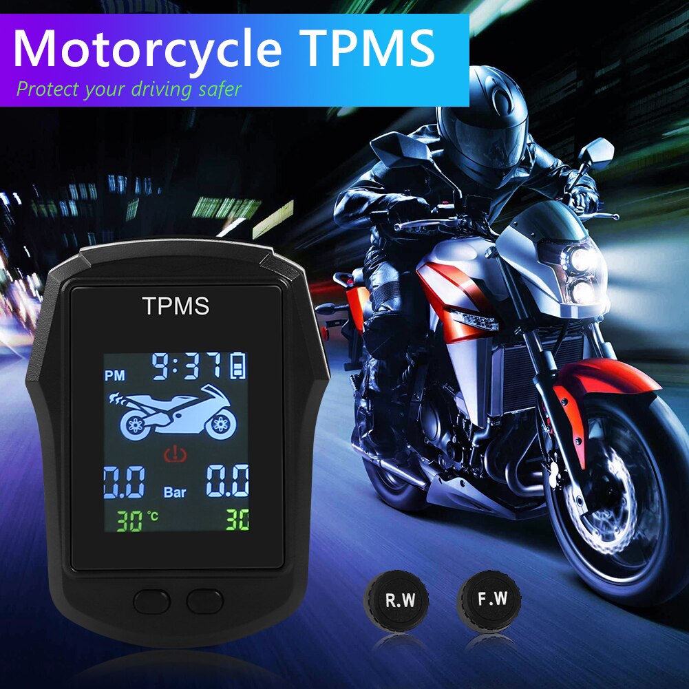 Waterproof Motorcycle TPMS USB Solar Motorbike Electric Bike Tire Tyre Pressure Monitoring Alarm Systems with External Sensors