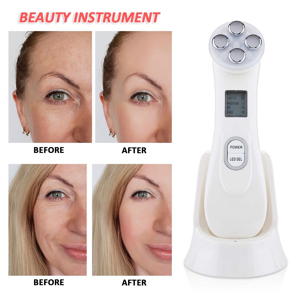 Ultrasoic Skin Scrubber Face Cleaning Peeling Machine+RF EMS LED Light Facial Massager+Far Infrared Body Slimming Cavitacion