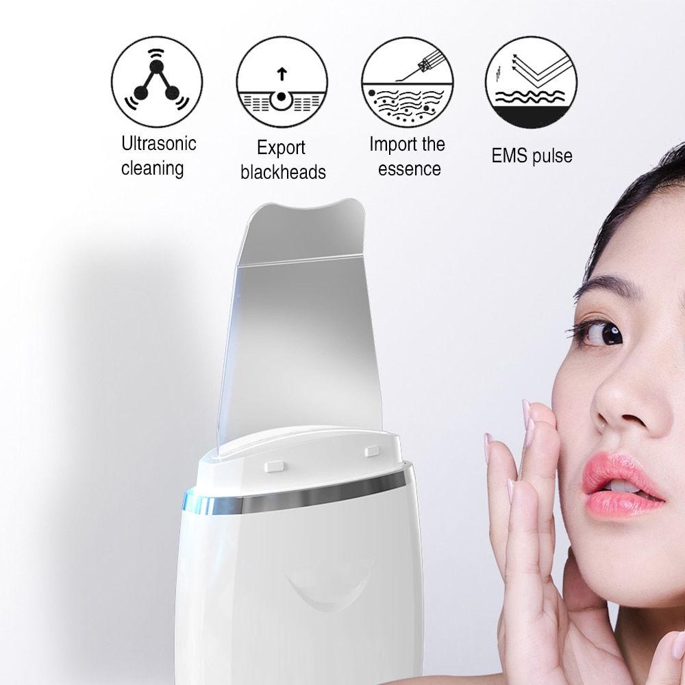 Ultrasonic Facial Skin Scrubber Cleaner Professional Face Lifting Peeling Extractor Deep Cleaning Beauty Device Mini Eye Massage