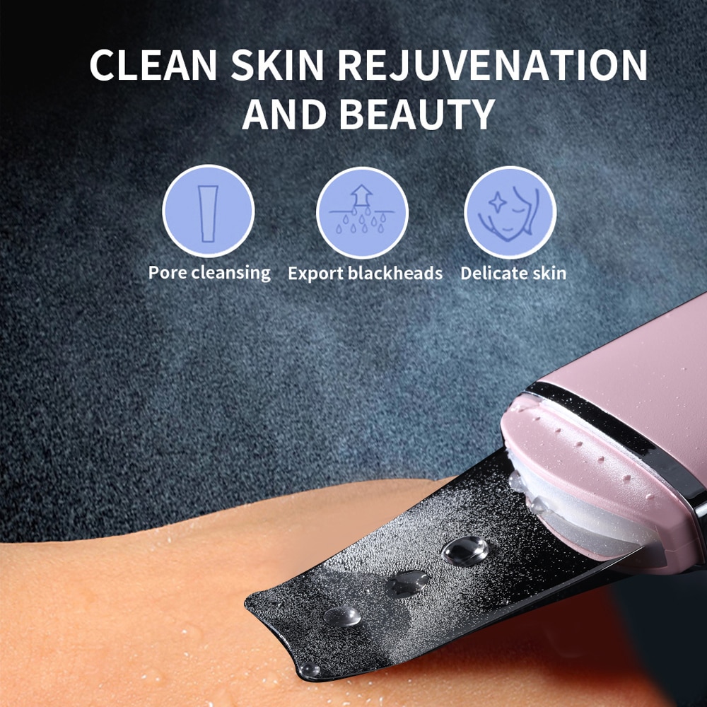 Ultrasonic Skin Scrubber Facial Pore Cleaner Ion Acne Blackhead Remover Peeling Shovel Cleaner Facial Massager Face Lift Machine
