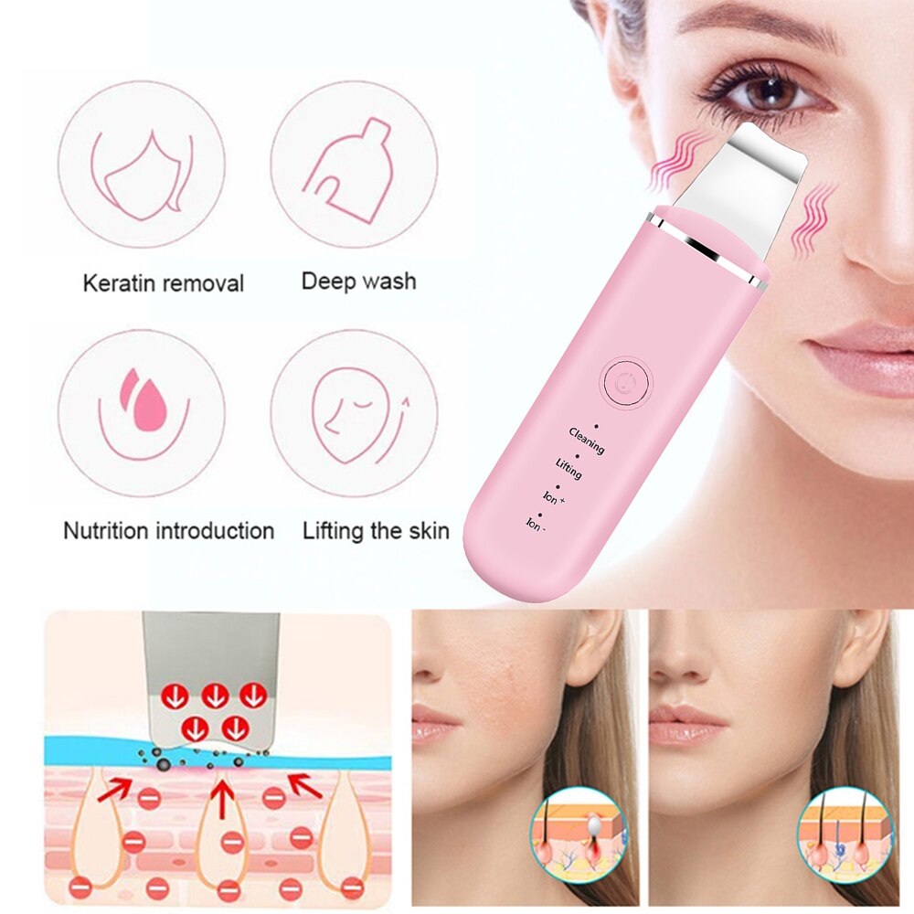 Ultrasonic Vibration Shoveling Machine Cleansing Device Pore Cleansing Facial Skin Lifter Skin Cleaner Deep Cleansing Peeling