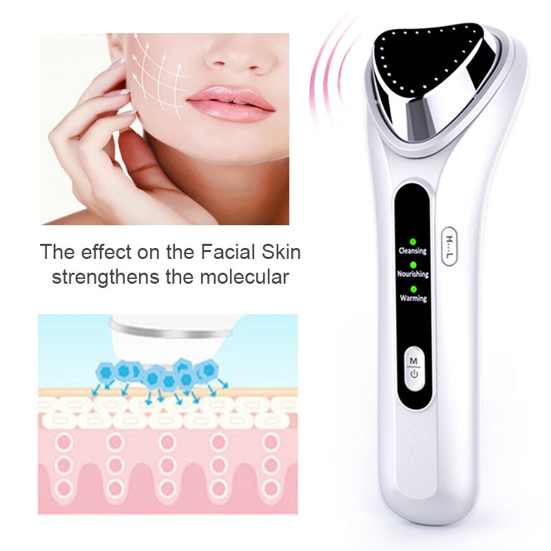New Ultrasonic Warm Ion Importing Beauty Massager Rejuvenation Device Import Export Face Care Beauty Machine Ionic Face Massager