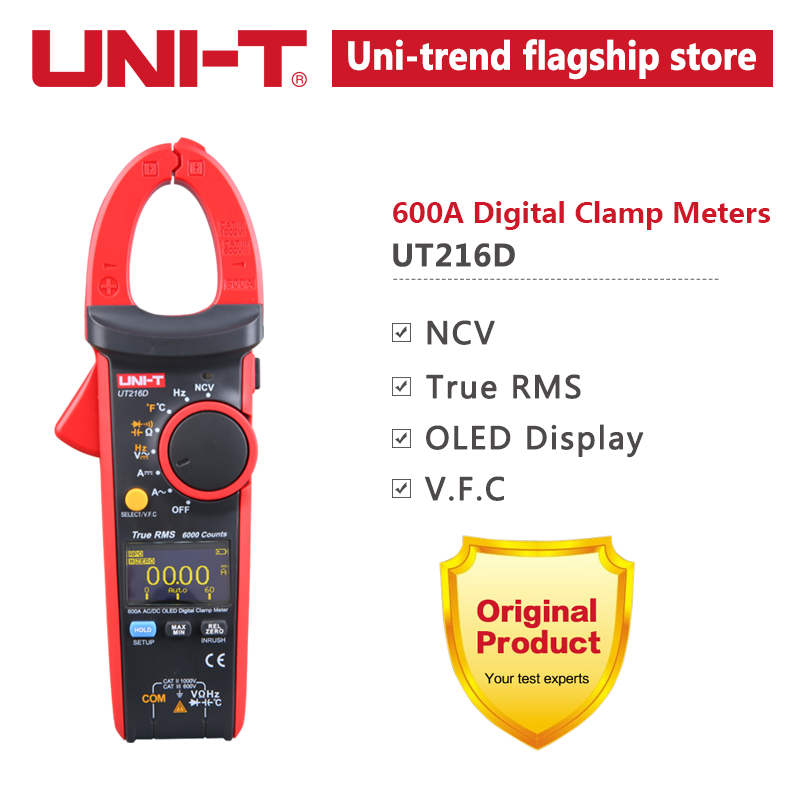 UNI-T Digital Clamp Meter UT216D AC DC Current Pliers Voltage Meter True RMS Capacitor Temperature Frequency Tester