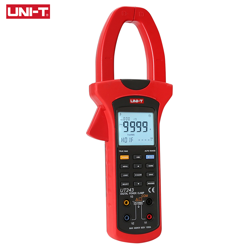 UNI-T Digital Clamp Meter UT243 Amperometric Clamp True RMS AC Current Voltage Tester Frequency Meter Phase Factor Power Test