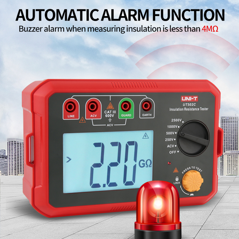 UNI-T Digital Megometer UT501C Insulation Resistance Tester 100-1000V Megger Meter Megoommeter Ohm Tester Voltmeter