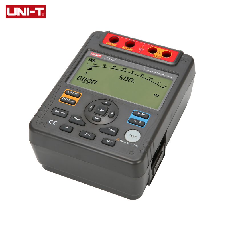 UNI-T Digital Megometer UT513A 5000V Insulation Resistance Tester 600V AC DC Voltage Meter Ommeter Data Storage