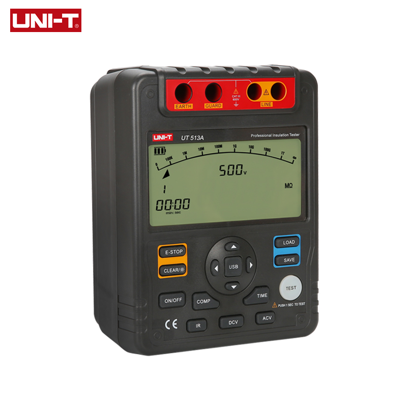 UNI-T Digital Megometer UT513A 5000V Insulation Resistance Tester 600V AC DC Voltage Meter Ommeter Data Storage