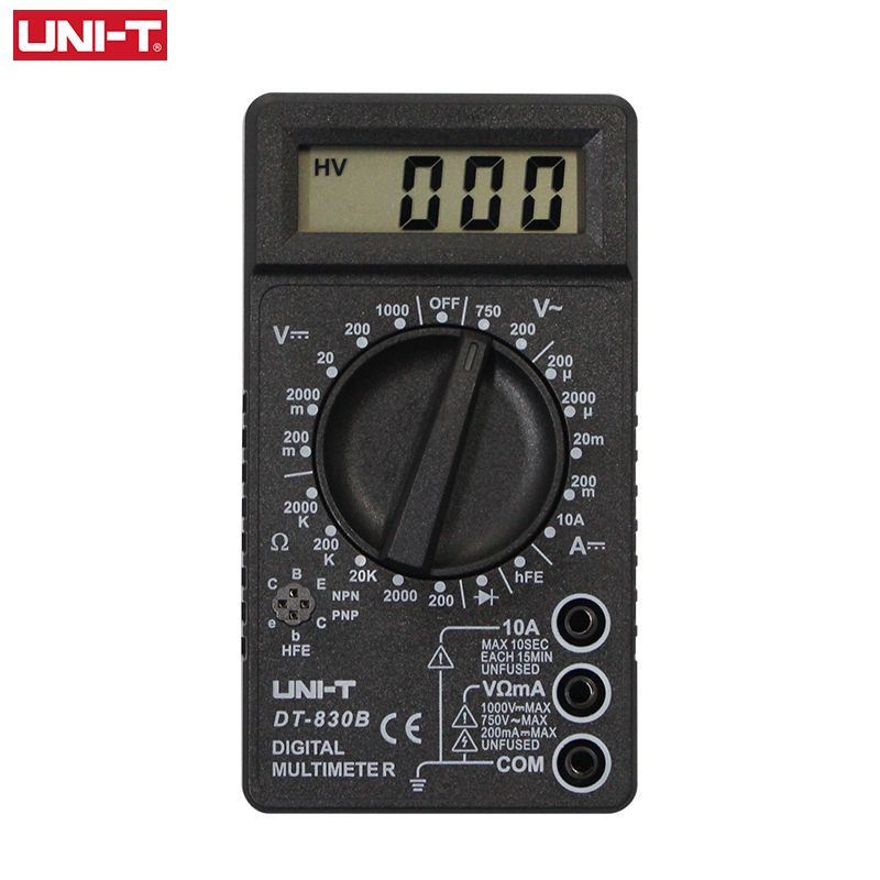 UNI-T Digital Multimeter DT830B DT830D LCD Display Manual Voltmeter Ammeter Ohmmeter Diode Transistor Tester Overload Protection