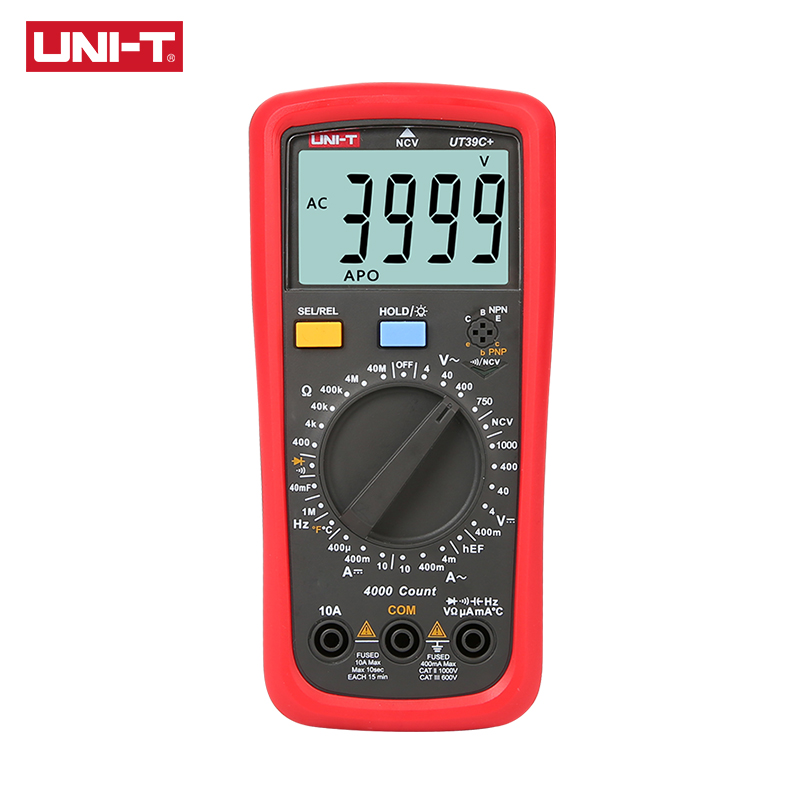 UNI T Digital Multimeter UT39A+ UT39C+ Manual Range Electrician Multimetro Capacitor Tester Digital With LCD Backlight Data Hold