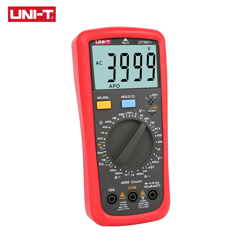 UNI T Digital Multimeter UT39A+ UT39C+ Manual Range Electrician Multimetro Capacitor Tester Digital With LCD Backlight Data Hold