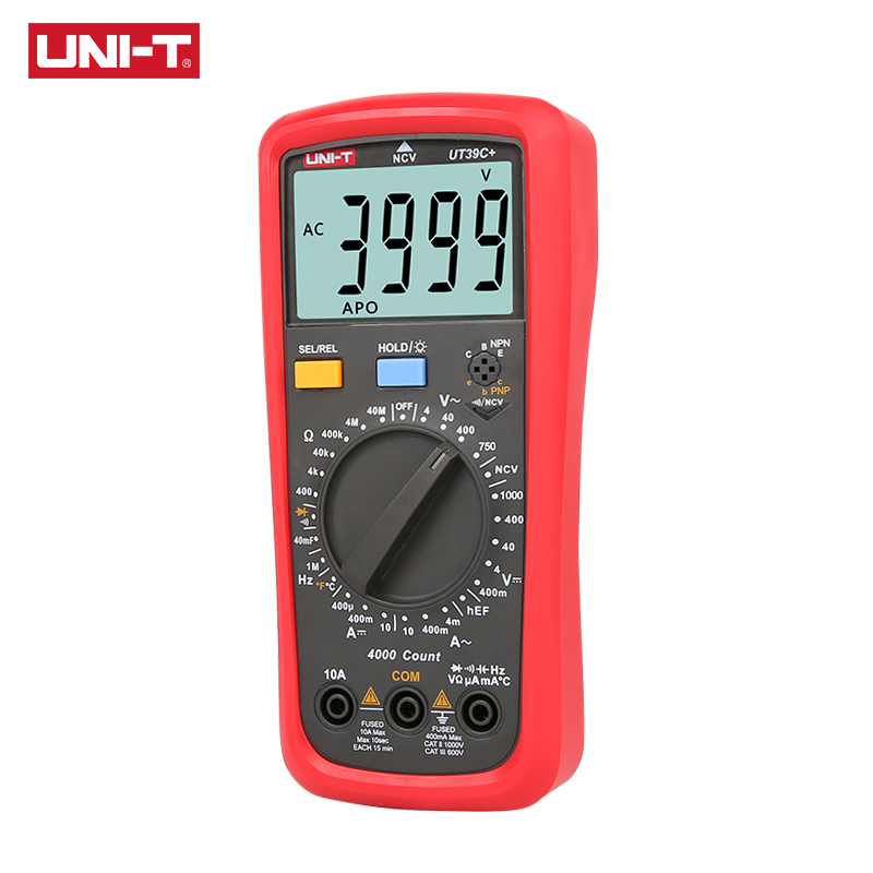 UNI T Digital Multimeter UT39A+ UT39C+ Manual Range Electrician Multimetro Capacitor Tester Digital With LCD Backlight Data Hold