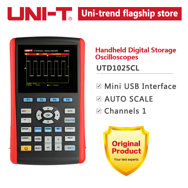 UNI-T Digital Oscilloscope UTD1025CL 25MHZ 1 Channels Handheld Multimeter Oscilloscope 200MS/s Sampling Rate 3.5 Inches TFL LCD