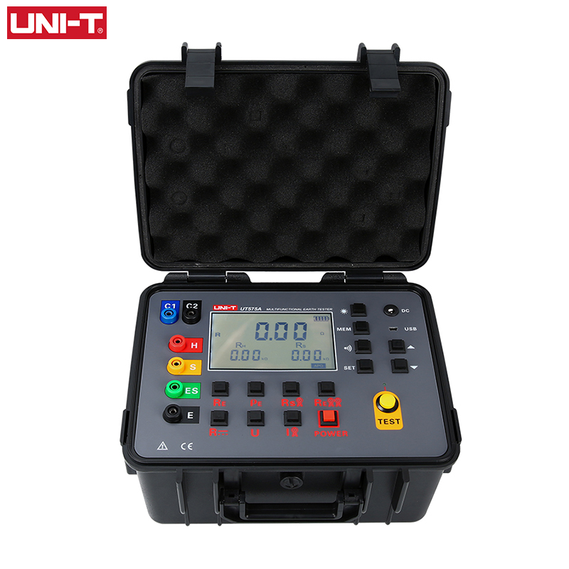 UNI-T Double Clamp Ground Resistance Meter UT575A 0-30 kΩ Megometer Esr Tester Ohm Meter Data Storage