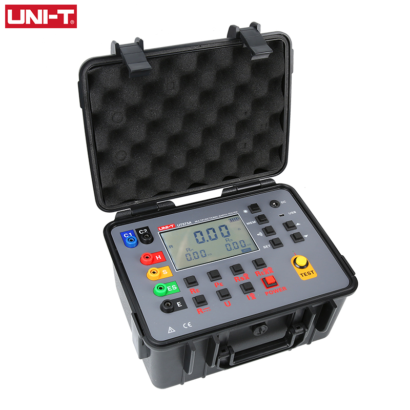 UNI-T Double Clamp Ground Resistance Meter UT575A 0-30 kΩ Megometer Esr Tester Ohm Meter Data Storage