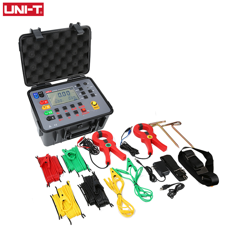 UNI-T Double Clamp Ground Resistance Meter UT575A 0-30 kΩ Megometer Esr Tester Ohm Meter Data Storage