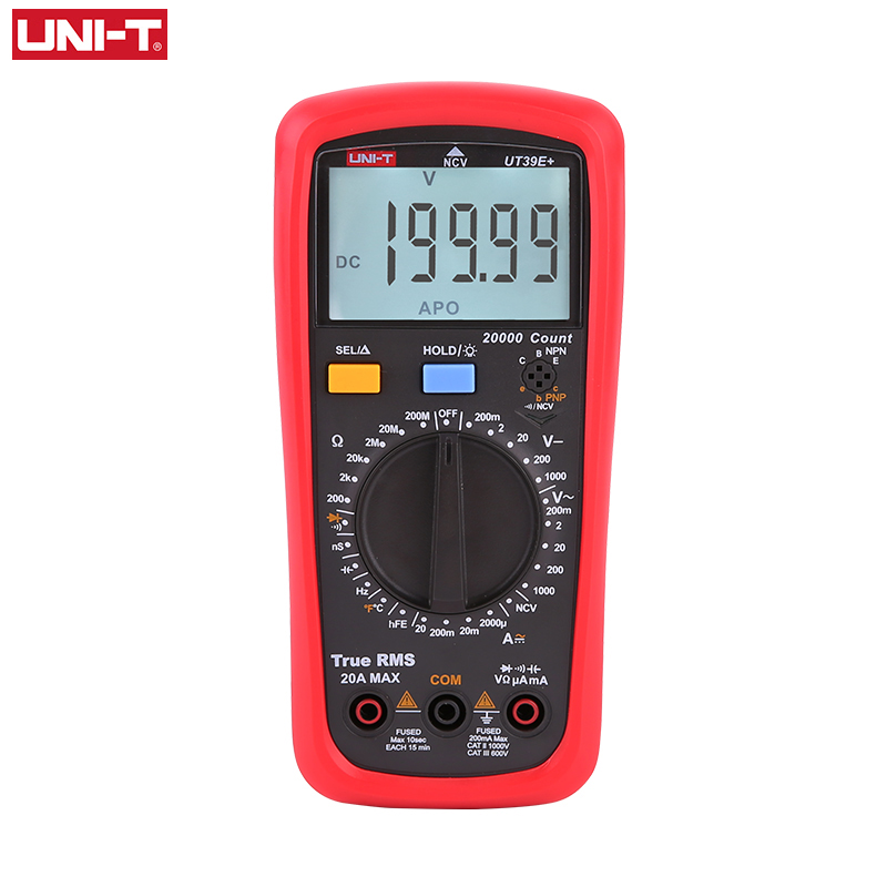 UNI-T UNIT UT39E+ Digital Multimeter Auto Range DC AC 20A 1000V Electric Measurement Capacitor Tester 2000μF Transistor Testing