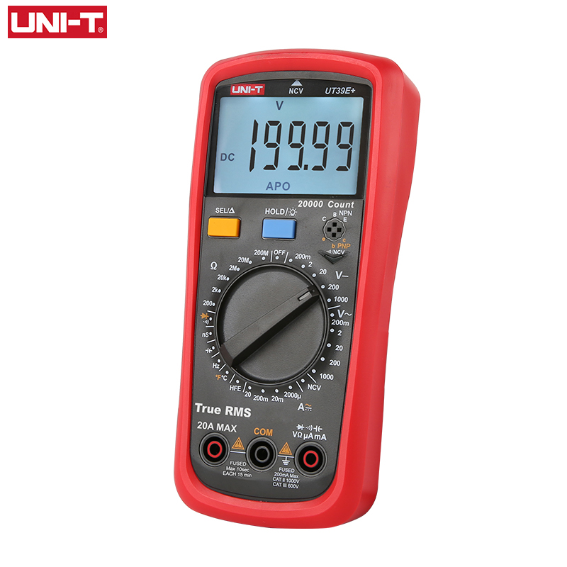 UNI-T UNIT UT39E+ Digital Multimeter Auto Range DC AC 20A 1000V Electric Measurement Capacitor Tester 2000μF Transistor Testing