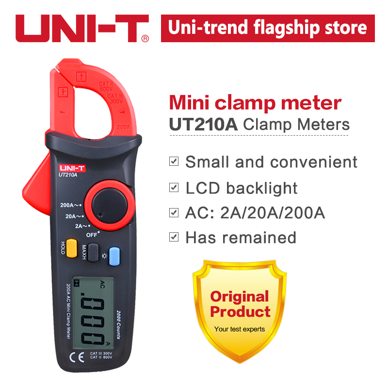 UNI-T UT210A UT210B UT210C UT210D UT210E Manual Range Digital Clamp Meter AC Current 200A 1999 Count Ammeter LCD Backlight Amp Tester