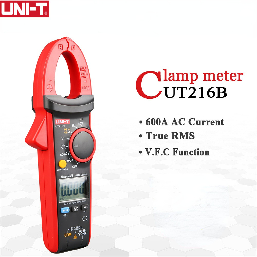 UNI-T UT216B 600A Digital Clamp Meters NCV V.F.C Diode LCD Backlight LCD Display Work Light