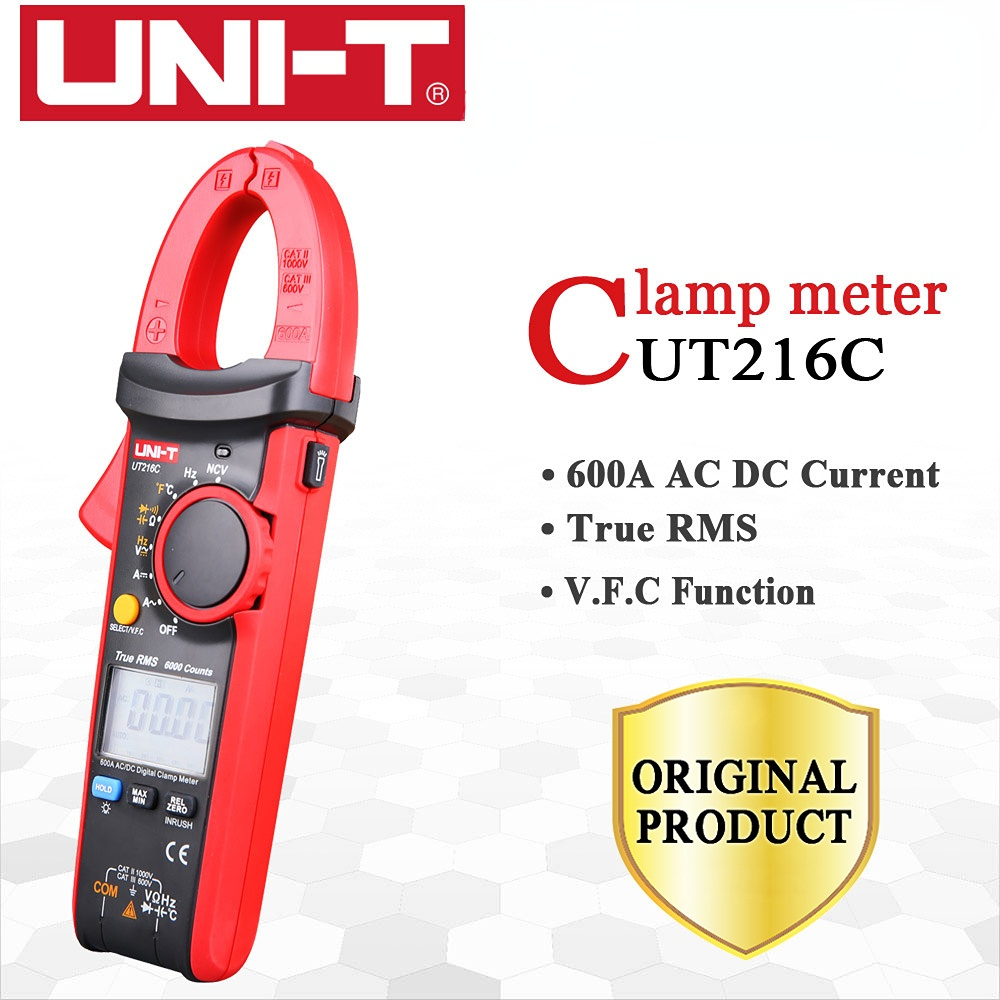 UNI-T UT216C 600A Digital AC DC Clamp Meter Current Clamp Multimeter DC Amper Meter Frequency Capacitance Temperature NCV Test