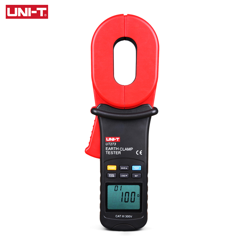 UNI-T UT273 Digital Clamp Earth Ground Tester Resistance Meter 0-1000 Ohm 10000 Counts 28mm Jaw 300 Data Storage