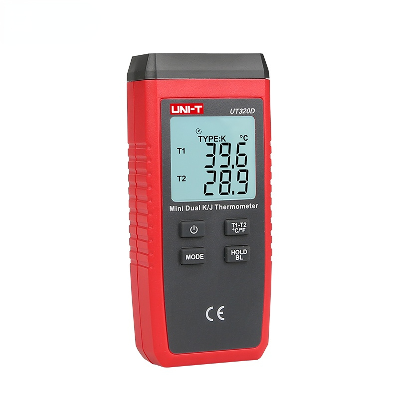 UNI-T UT320D mini-contact thermometer, dual-channel K/J thermocouple thermometer data to keep off automatically