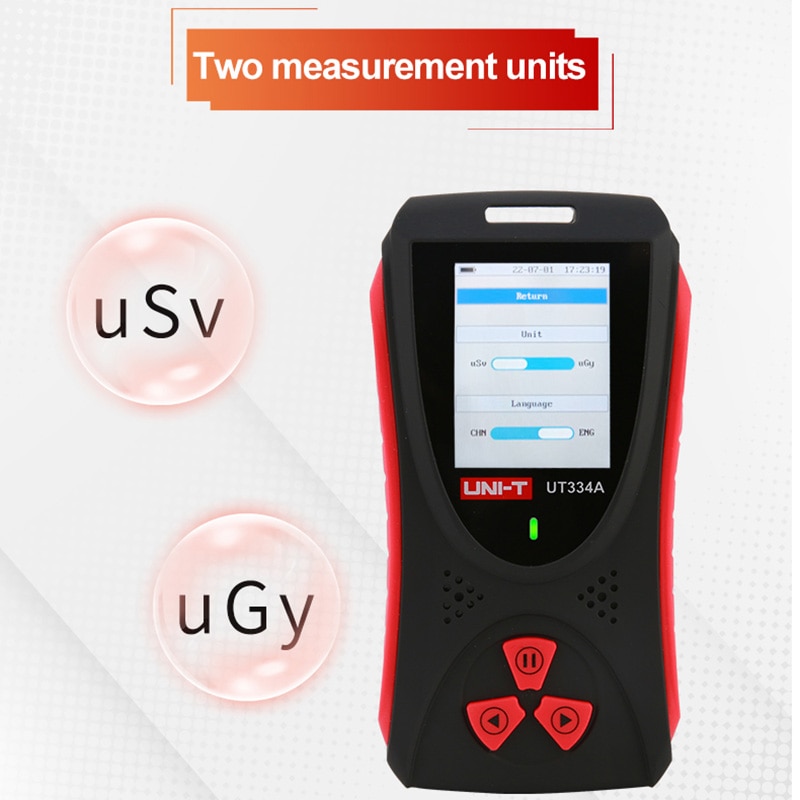 UNI-T UT334A Radiation Dose Tester Dosimeter Geiger Counter X-ray Beta Gamma Detector Radiometer Audible Alarm