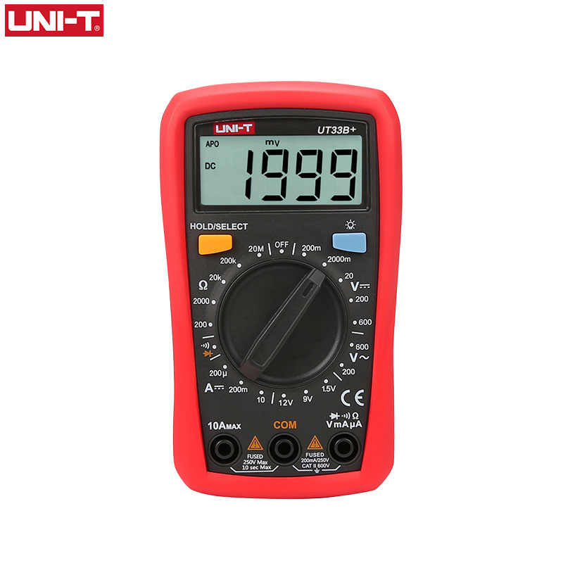 UNI-T UT33B+ Mini Digital Multimeter AC DC Voltmeter Ammeter 2000 Counts Battery Test Meter Multitester Resistance ohm Tester
