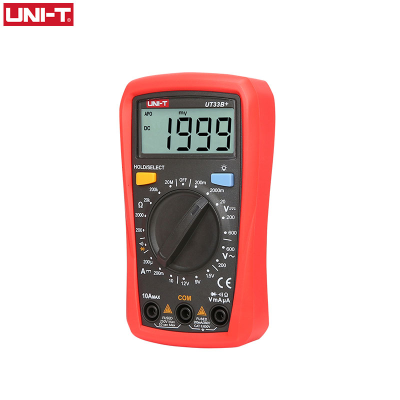 UNI-T UT33B+ Mini Digital Multimeter AC DC Voltmeter Ammeter 2000 Counts Battery Test Meter Multitester Resistance ohm Tester