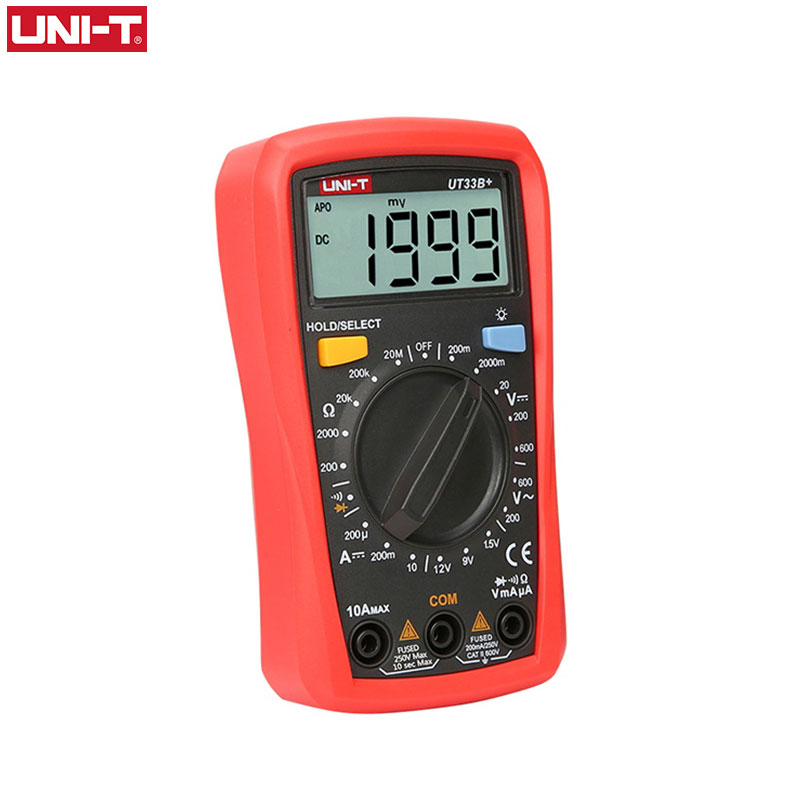 UNI-T UT33B+ Mini Digital Multimeter AC DC Voltmeter Ammeter 2000 Counts Battery Test Meter Multitester Resistance ohm Tester