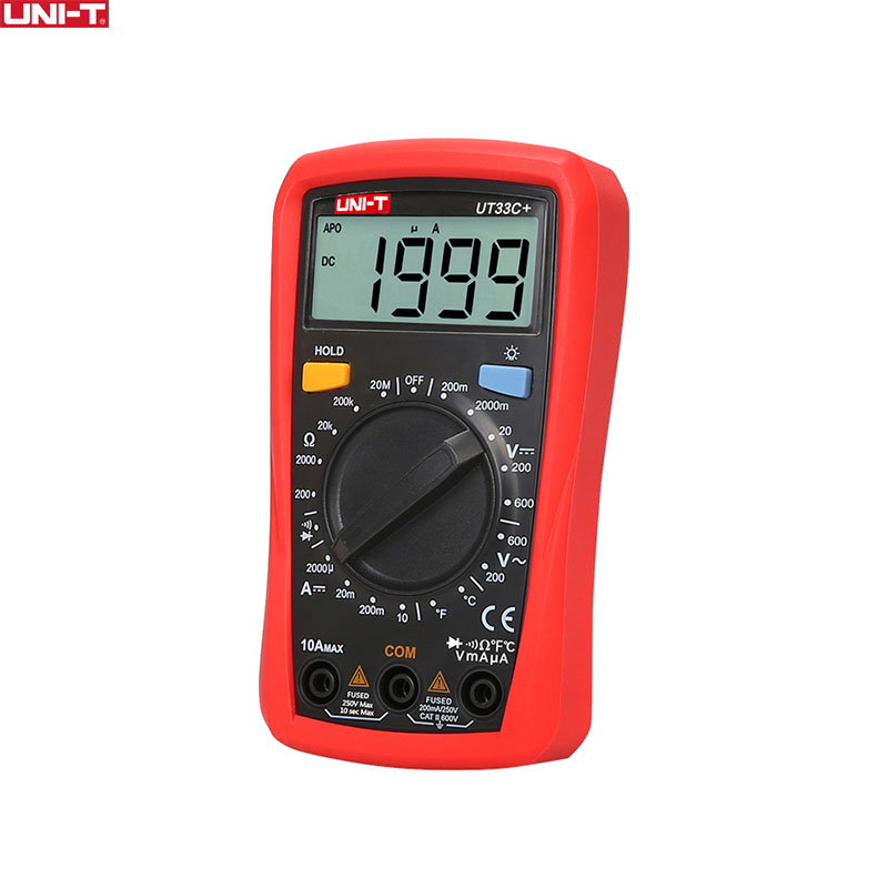 UNI-T UT33C+ Digital Multimeter LCD Meter Ammeter Multitester Backlight Electric AC DC Voltage Current Resistance Tester