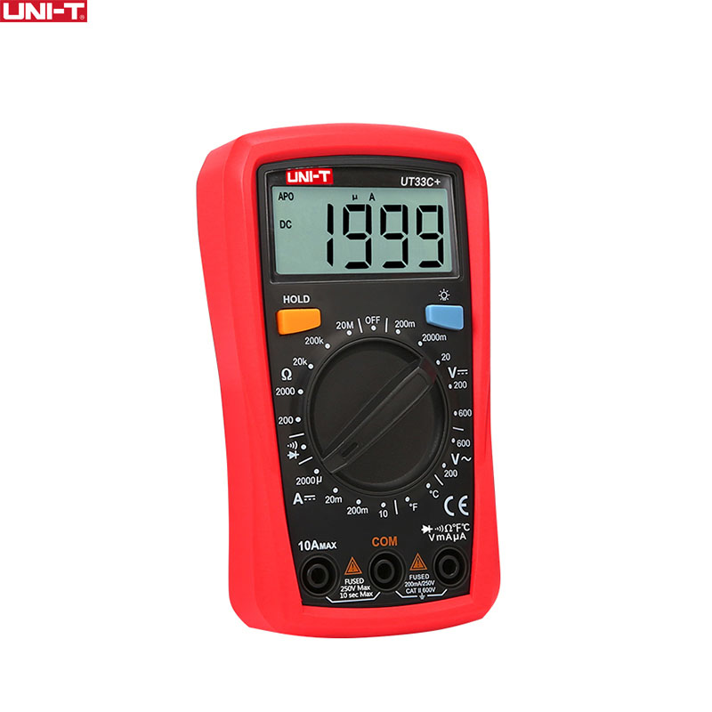 UNI-T UT33C+ Digital Multimeter LCD Meter Ammeter Multitester Backlight Electric AC DC Voltage Current Resistance Tester