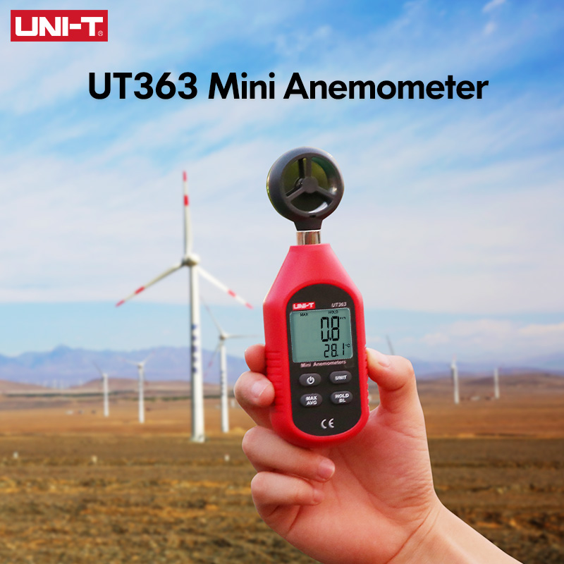 UNI-T UT363 UT363BT Wind Speed Tester Digital Mini Anemometer Sensor LCD Backlight 0-30m/S Temperature Tester Anemometro