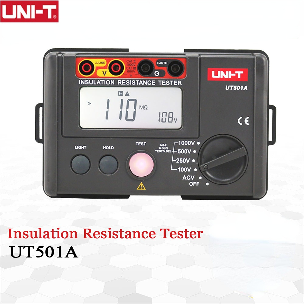 UNI-T UT501A 1000V Insulation Earth Ground Resistance Meter Megger Auto Range Ohm Tester Megohmmeter Voltmeter