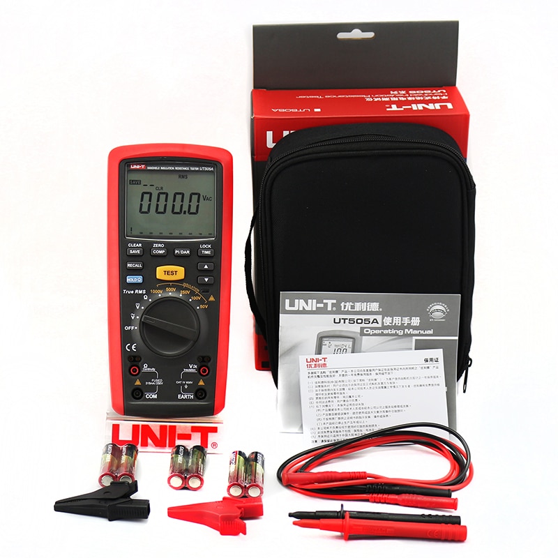 UNI-T UT505A 1000V Digital Handheld True RMS Megger Insulation Resistance Meter Tester Multimeter Ohm Voltmeter  Megohmmeter