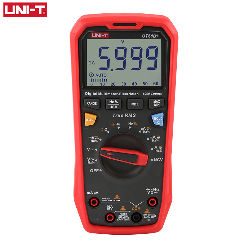 UNI-T UT61B+ Unit Multimeter Digital 6000 Counts LCD Display DC AC 1000V True RMS Auto Range Capacitance Test 60mF Meter