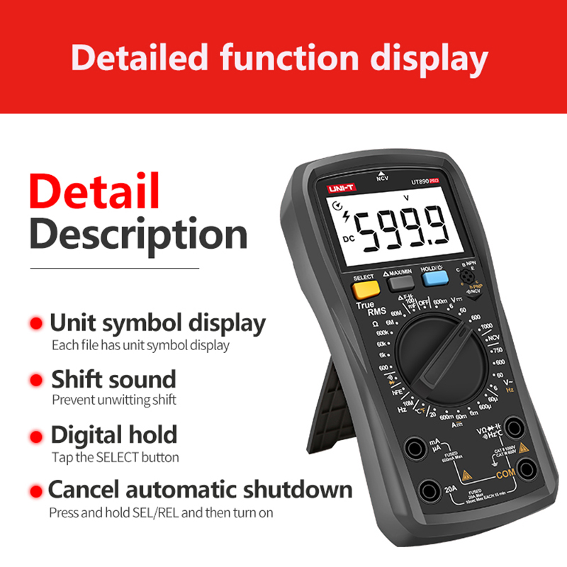 UNI-T UT890 PRO digital multimeter DC AC Current meter Voltmeter True RMS Tester Frequency meter Temperature Capacitance Test