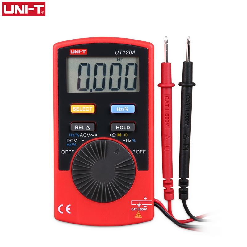 UNIT UT120A/B/C Digital Pocket Multimeter 4000 Counts Auto Range Digital AC DC Voltage Capacitor Electric Meter Continuity Buzzer Tester