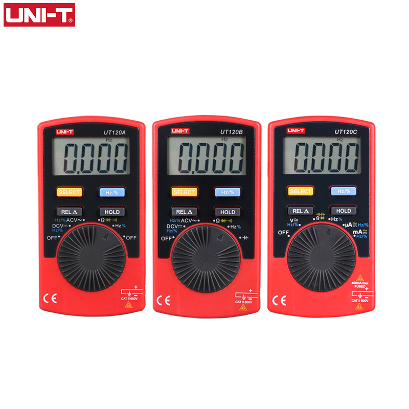 UNIT UT120A/B/C Digital Pocket Multimeter 4000 Counts Auto Range Digital AC DC Voltage Capacitor Electric Meter Continuity Buzzer Tester