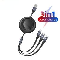 3 in 1 USB Cable Fast Charging for iPhone 12 Micro USB Type C USBC for Samsung Huawei Xiaomi 3in1 Retractable Date Cord
