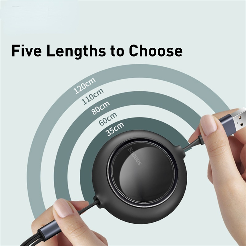3 in 1 USB Cable Fast Charging for iPhone 12 Micro USB Type C USBC for Samsung Huawei Xiaomi 3in1 Retractable Date Cord